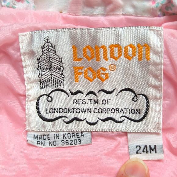 Vintage London Fog Windbreaker Jacket Girls Size 24m Pink Embroidered Hood - Picture 5 of 5